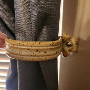 Cream and Brown Speckled Glaze Ceramic Curtain Tie Backs Glazed Finish